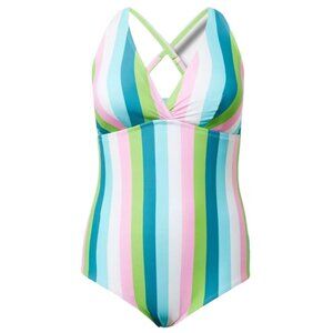 Torrid Palm Springs Stripe Wireless One-Piece Swimsuit Size 0 Large 12
